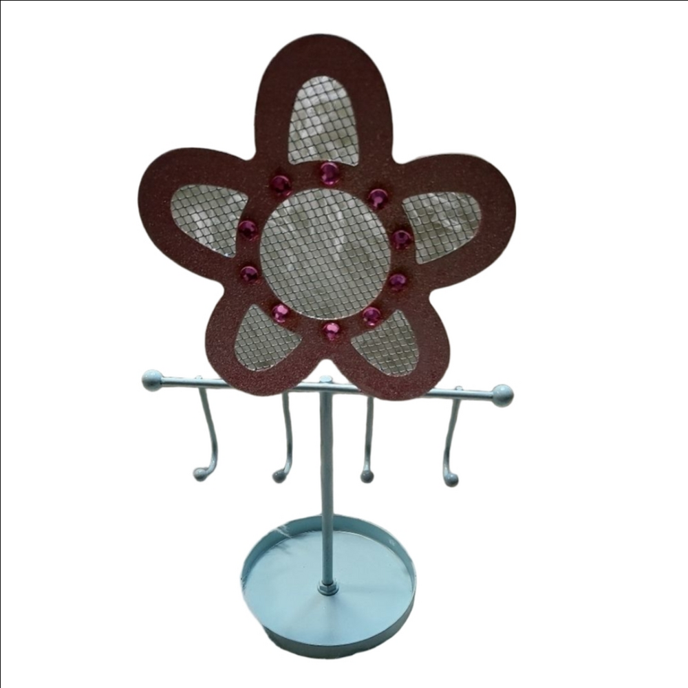 Blue and Pink Glitter Metal Jewelry Earring Stand